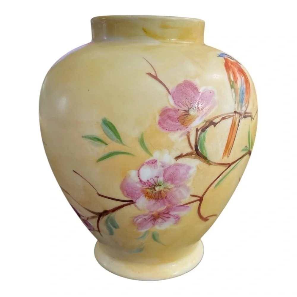 Hand-Painted Heinrich Bird & Floral Porcelain Vase Signed E.C. Carpaccio 6